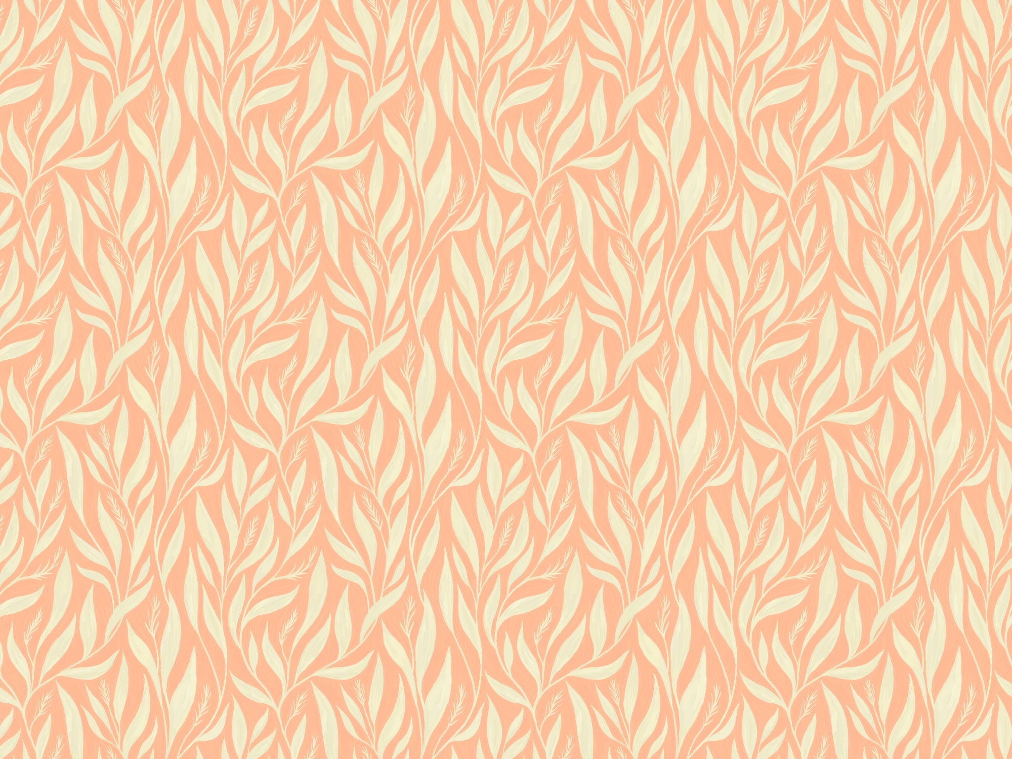 Peach and White Leavescapes Wallpaper