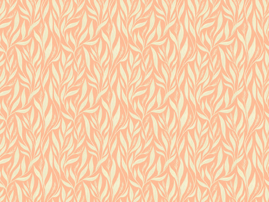 Peach and White Leavescapes Wallpaper