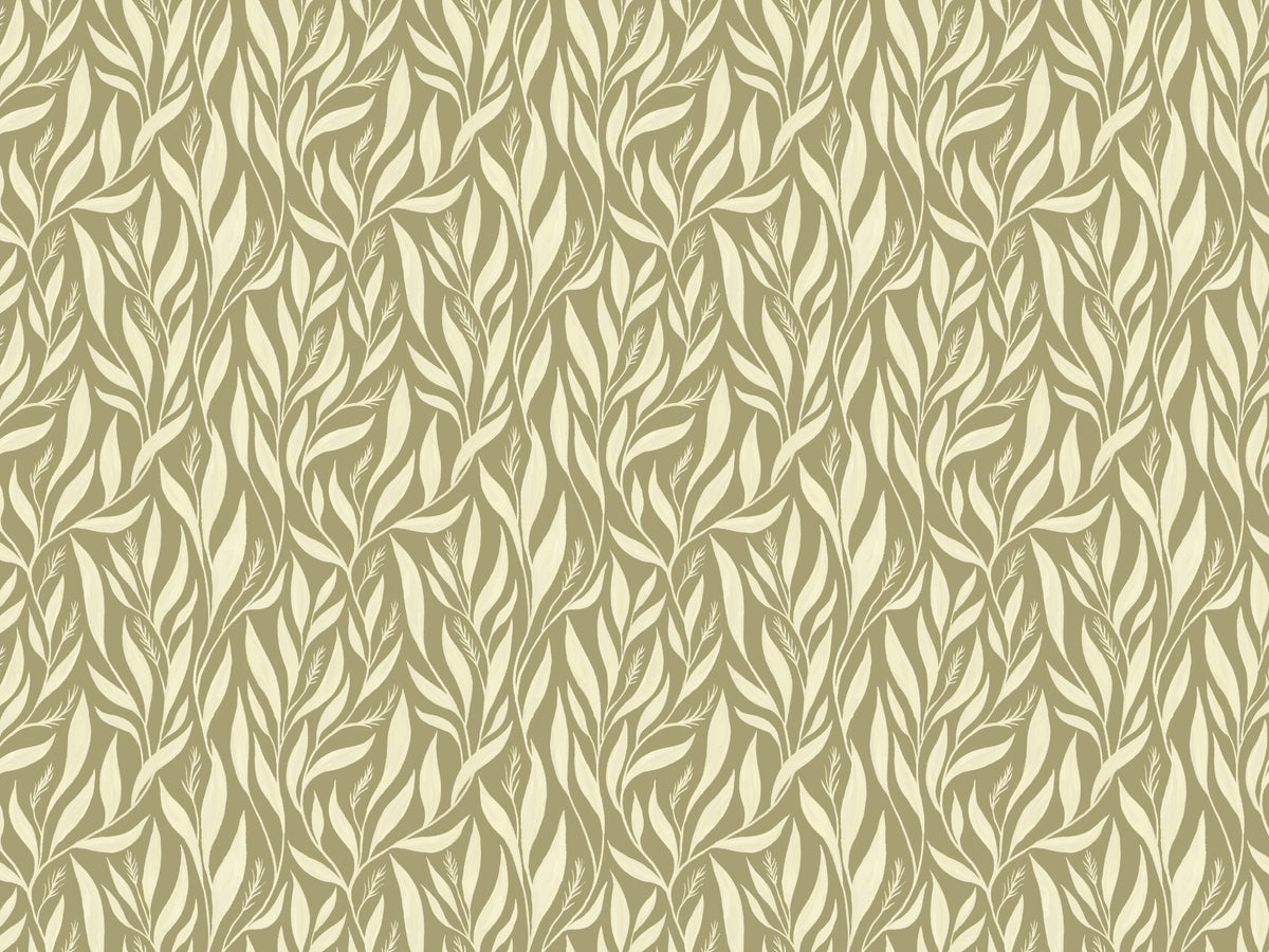 Sage Green Leavescapes Wallpaper in your room — zoomed