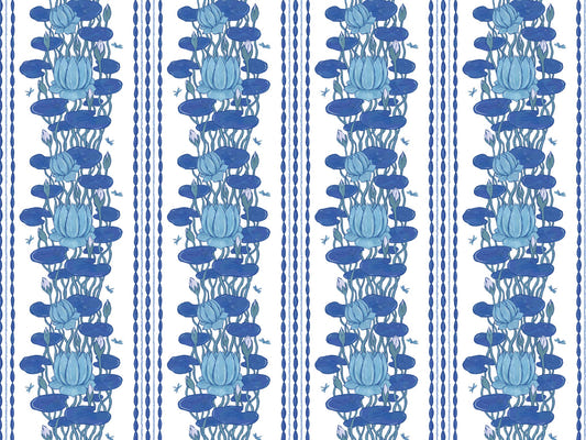 Lotus Stripe Repeated Pattern Wallpaper