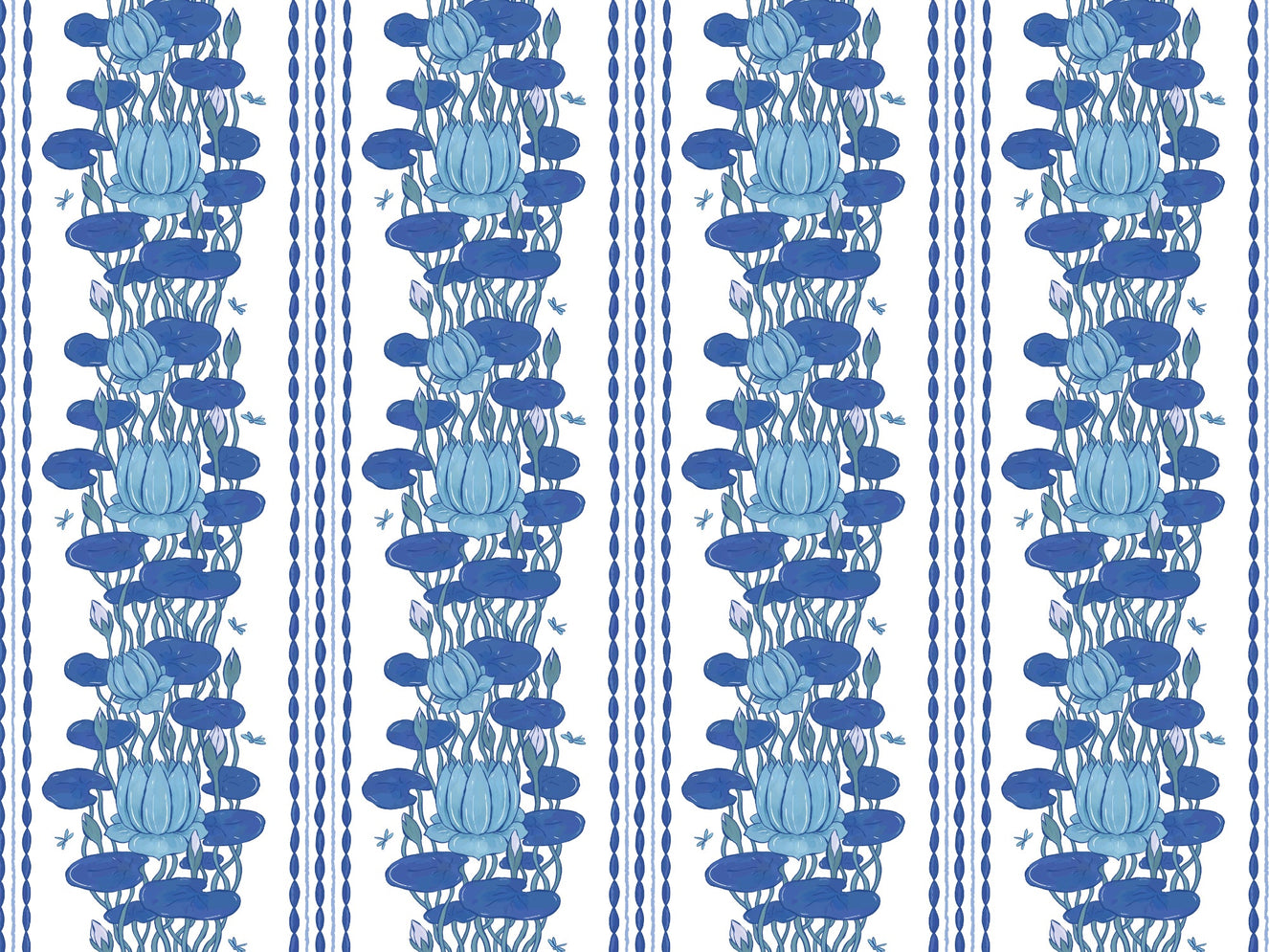 Lotus Stripe Repeated Pattern Wallpaper