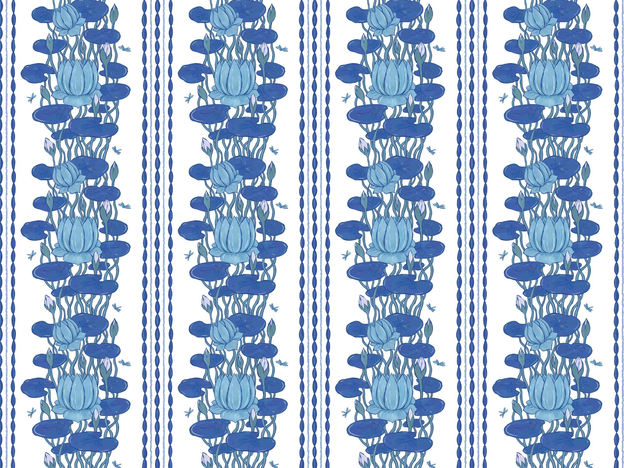 Lotus Stripe Repeated Pattern Wallpaper