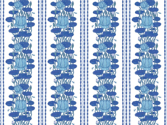 Lotus Stripe Repeated Pattern Wallpaper