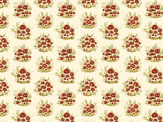 Mushroom Millefleurs Light Wallpaper