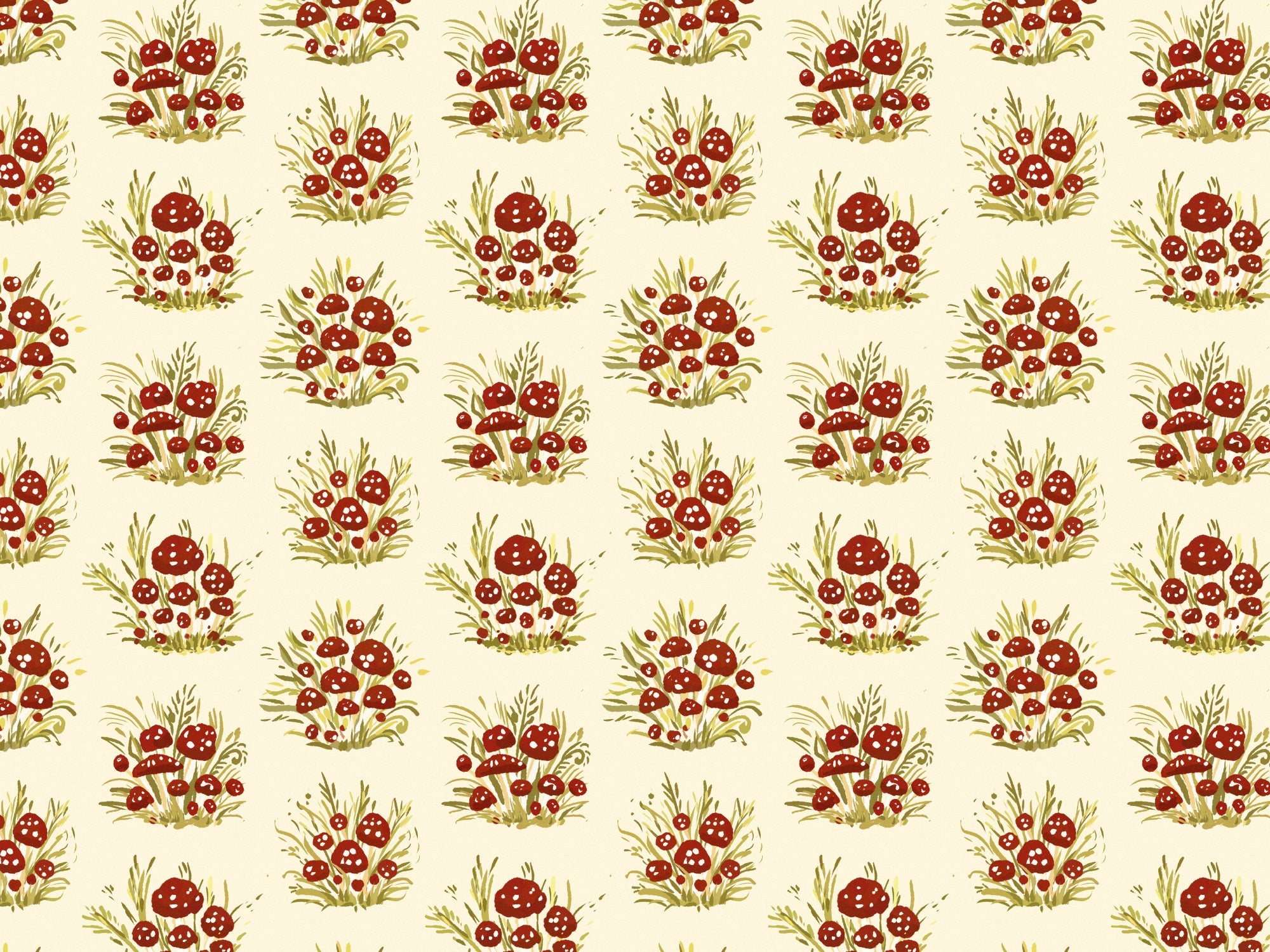 Mushroom Millefleurs Light Wallpaper