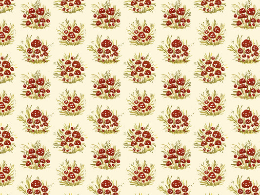 Mushroom Millefleurs Light Wallpaper