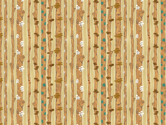 Mushrooms on Tree Trunks Wallpaper