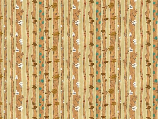 Mushrooms on Tree Trunks Wallpaper