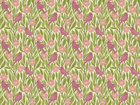 Pink Birds and Flowers Wallpaper