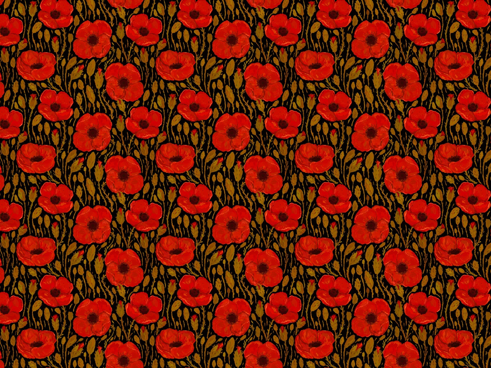 Dark Red Poppy Wallpaper in your room — zoomed