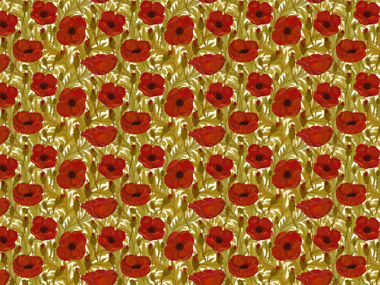 Red Poppy Vintage Wallpaper