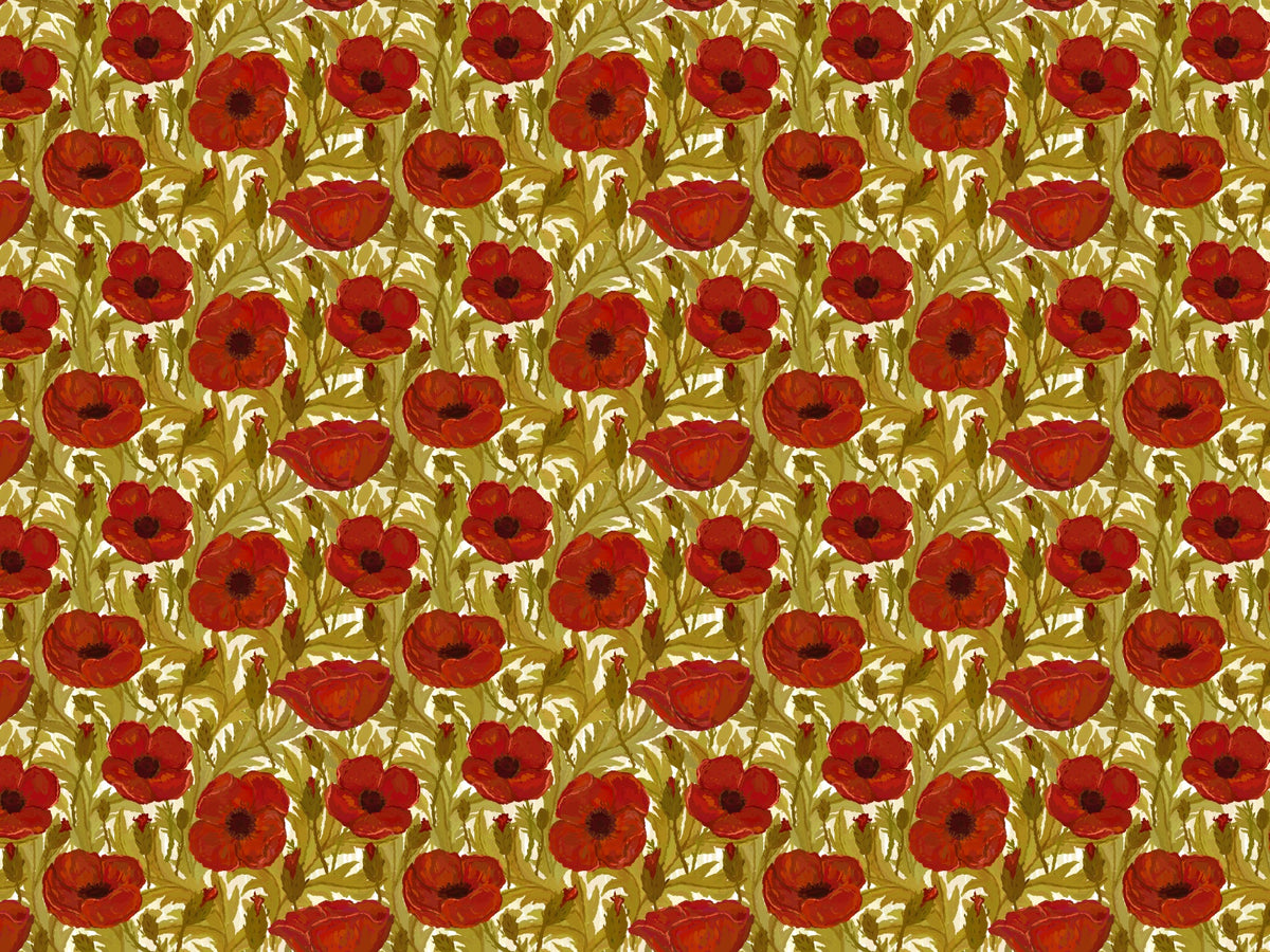 Red Poppy Vintage Wallpaper