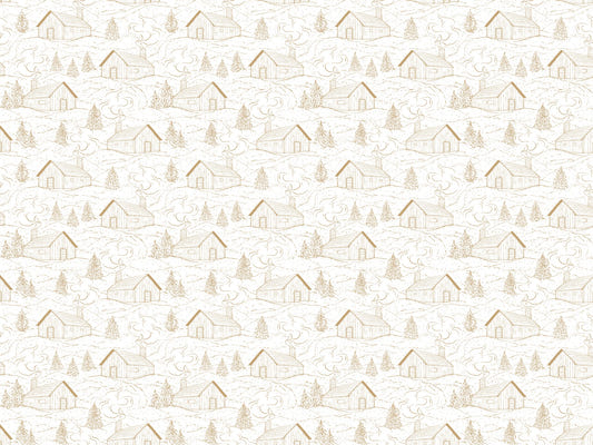 Smokey Cabins Tan Color Wallpaper