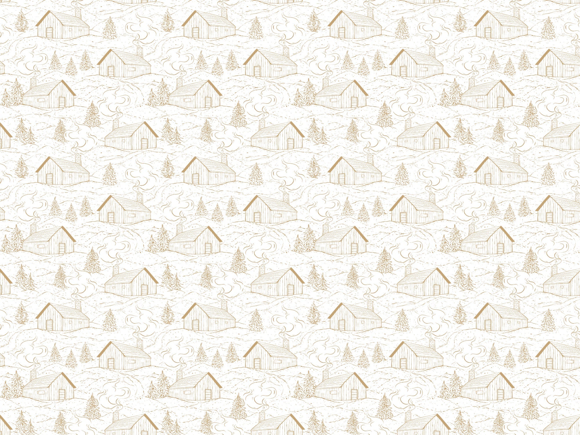 Smokey Cabins Tan Color Wallpaper