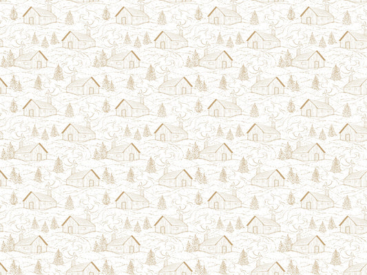 Smokey Cabins Tan Color Wallpaper
