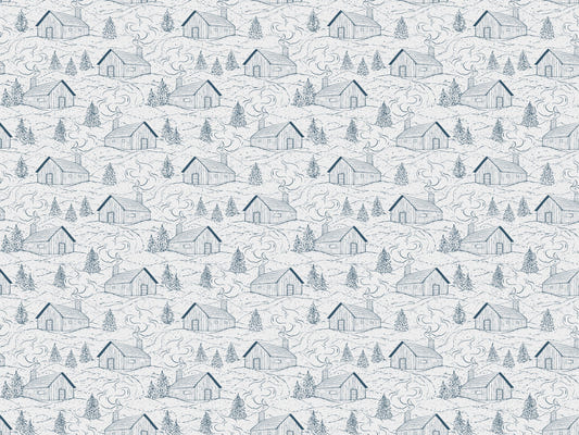 Smokey Cabins Blue Wallpaper