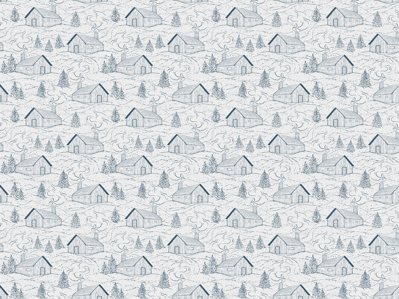 Smokey Cabins Blue Wallpaper