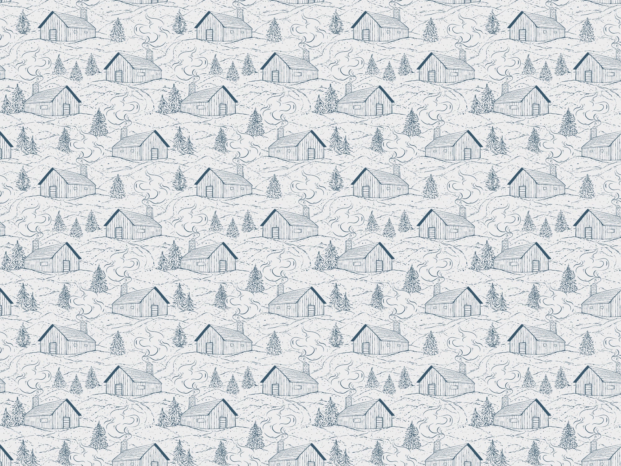 Smokey Cabins Blue Wallpaper