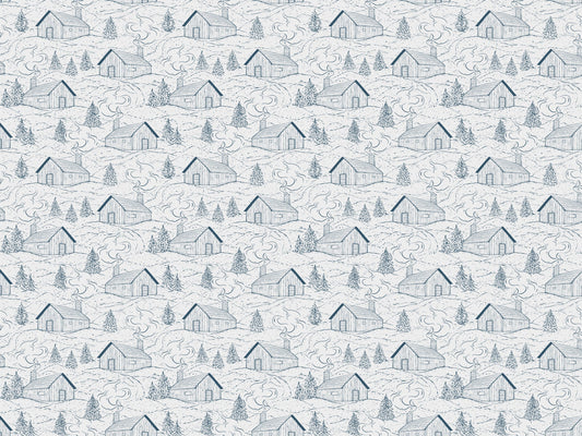 Smokey Cabins Blue Wallpaper