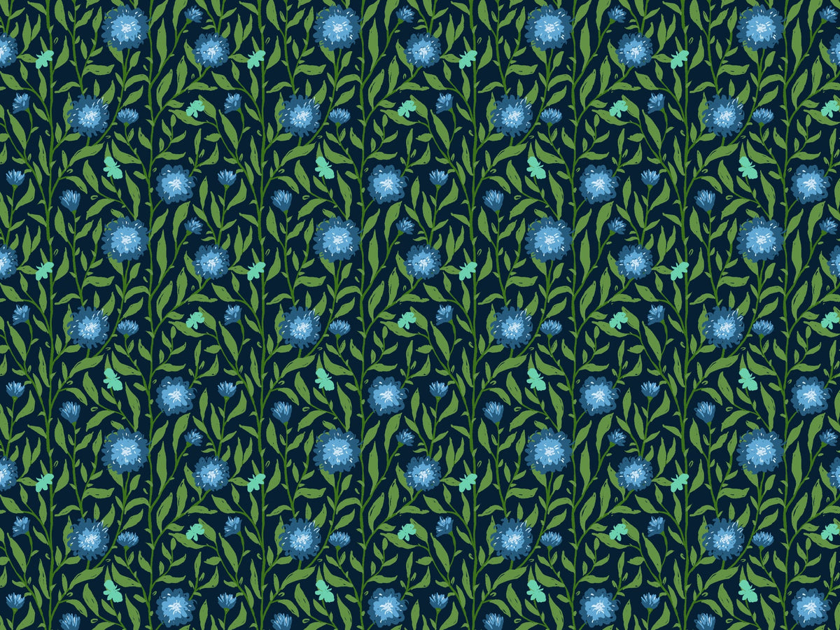 Spring Trellis Dark Green Wallpaper in your room — zoomed