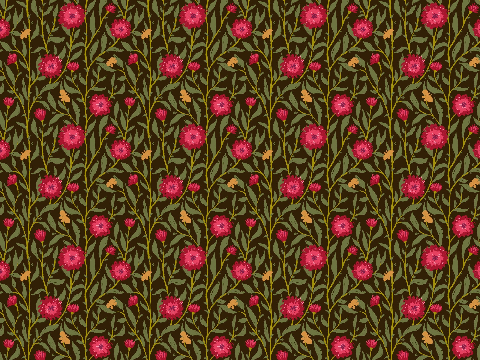 Dark Magenta Spring Trellis Wallpaper