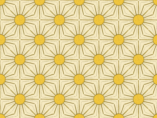 Yellow Sunburst Peel and Stick Wallpaper