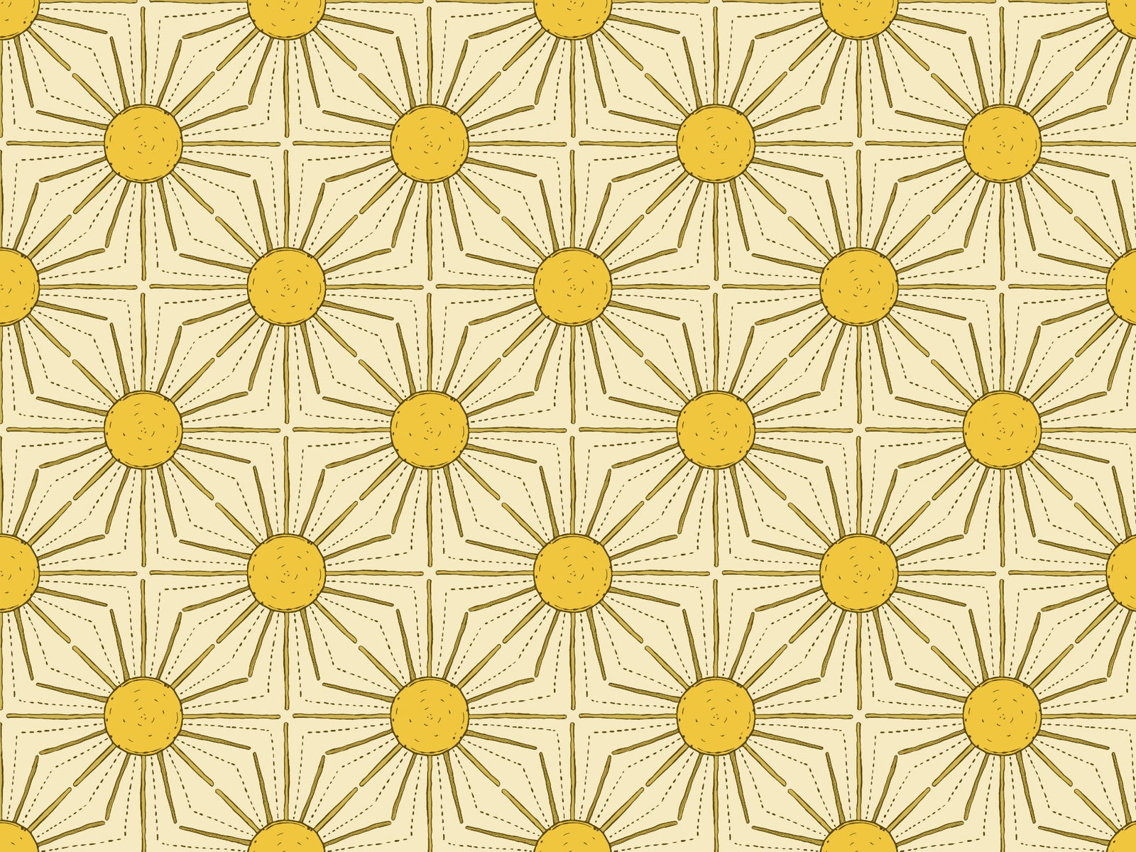 Yellow Sunburst Peel and Stick Wallpaper