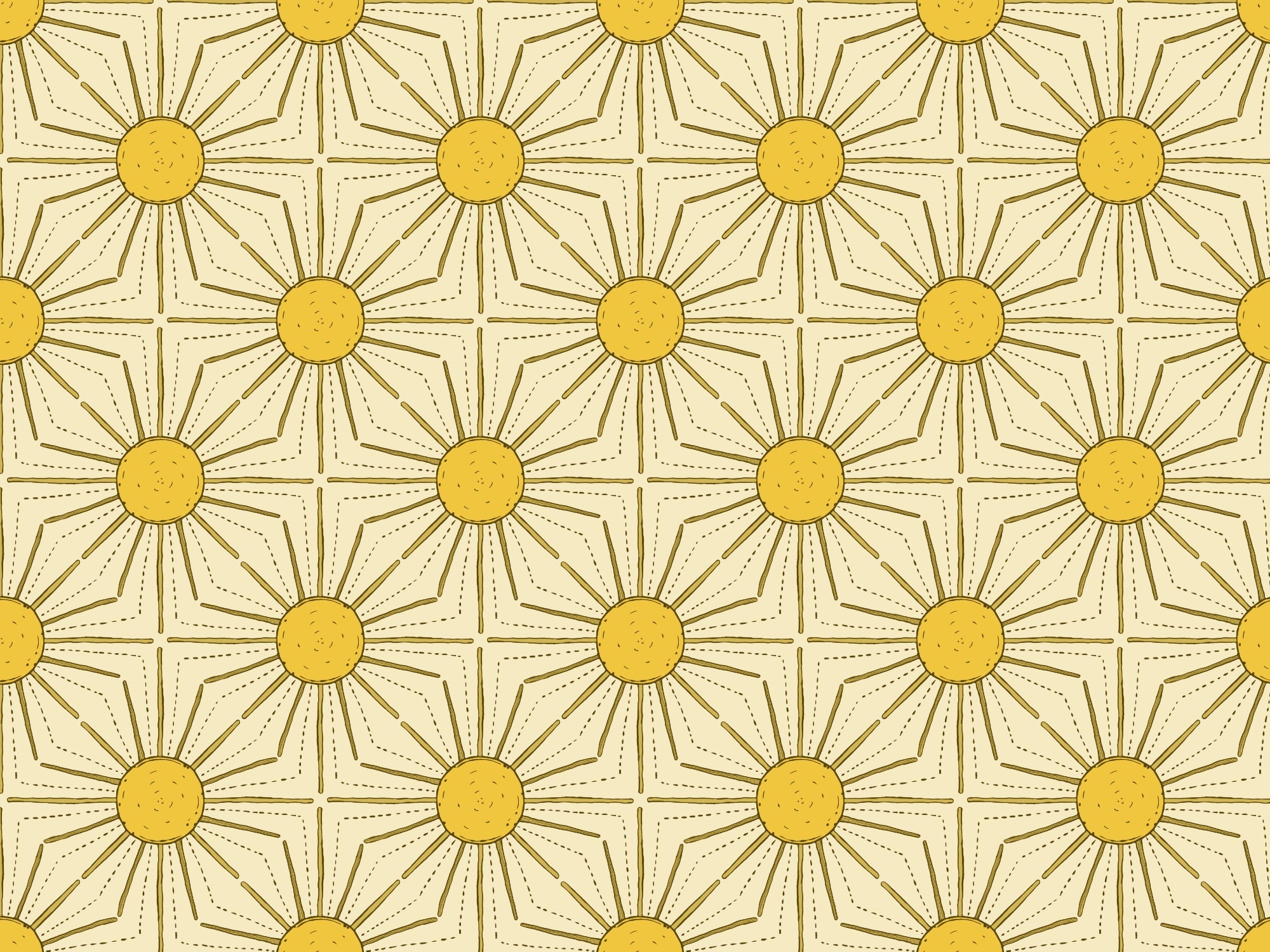 Yellow Sunburst Peel and Stick Wallpaper in your room — zoomed