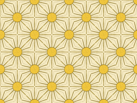 Yellow Sunburst Peel and Stick Wallpaper