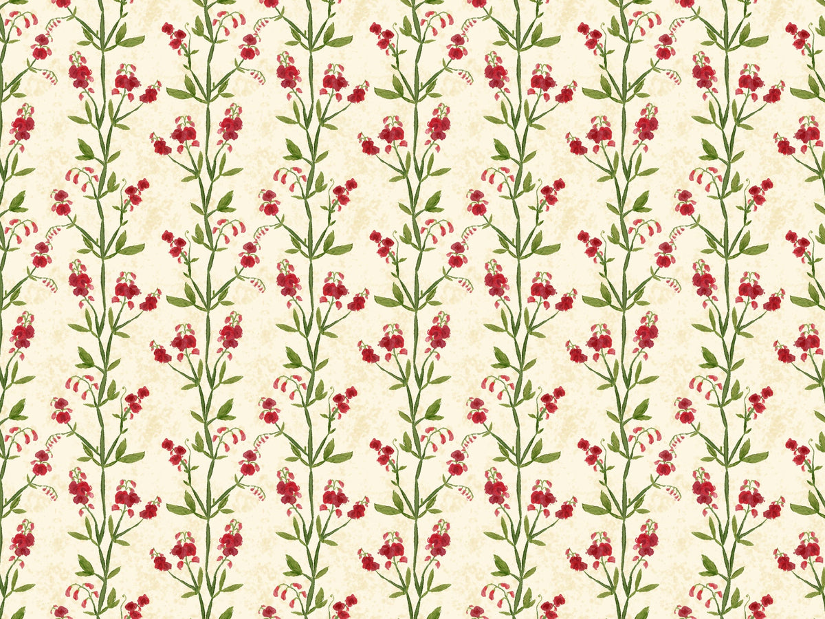 Sweet Peas Magenta Leaves Wallpaper in your room — zoomed