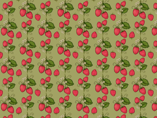 Pink Trailing Strawberries Wallpaper