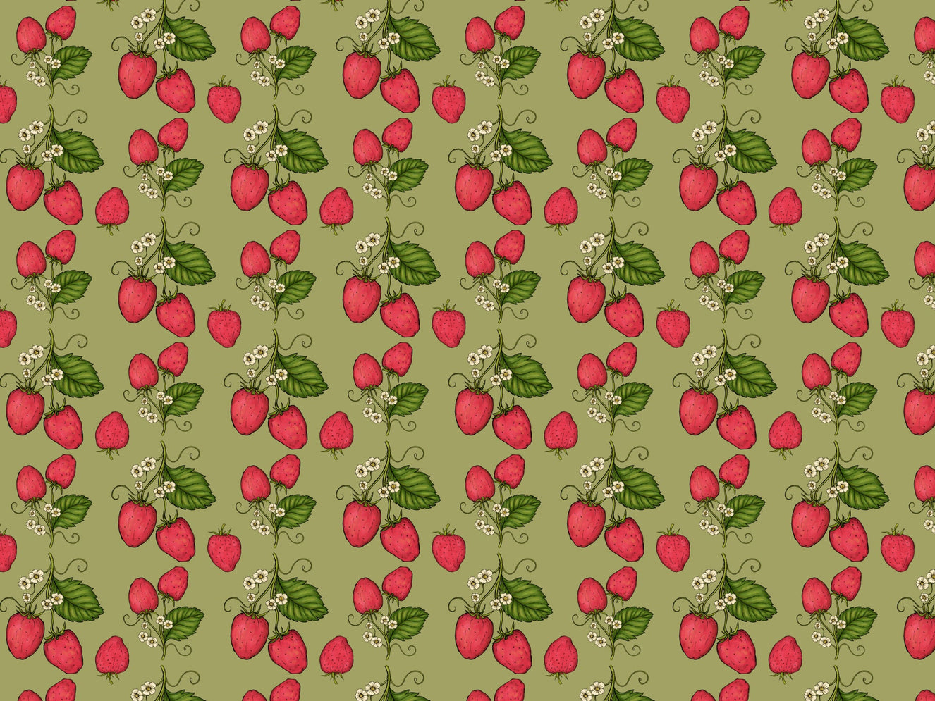 Pink Trailing Strawberries Wallpaper