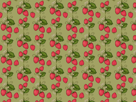 Pink Trailing Strawberries Wallpaper