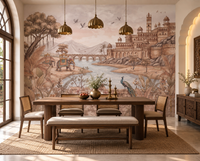 Rajputana river palace landscape wall mural in a dining room, GD13107