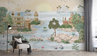 Vintage Indian Palace Mural for Elegant Spaces