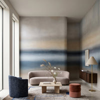 Atmospheric gradient wall mural with muted blush and grey tone., GD10385