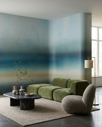 Soft sky blue to teal gradient on abstract colour field wall mural., GD10386