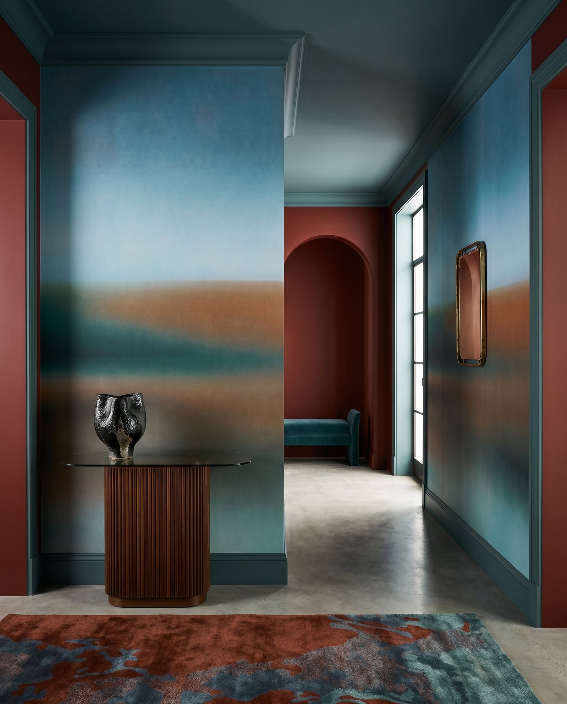 Horizontal gradient wall mural with blurred colour transitions., GD10384