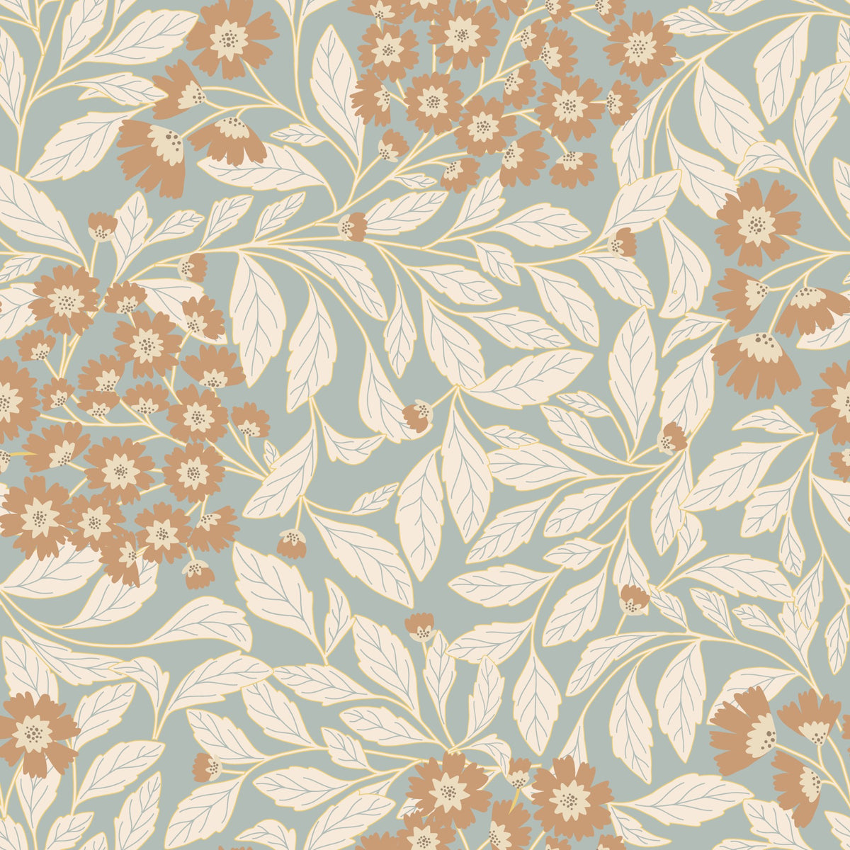 Rustic Floral Harmony Wallpaper⁠ in your room — zoomed