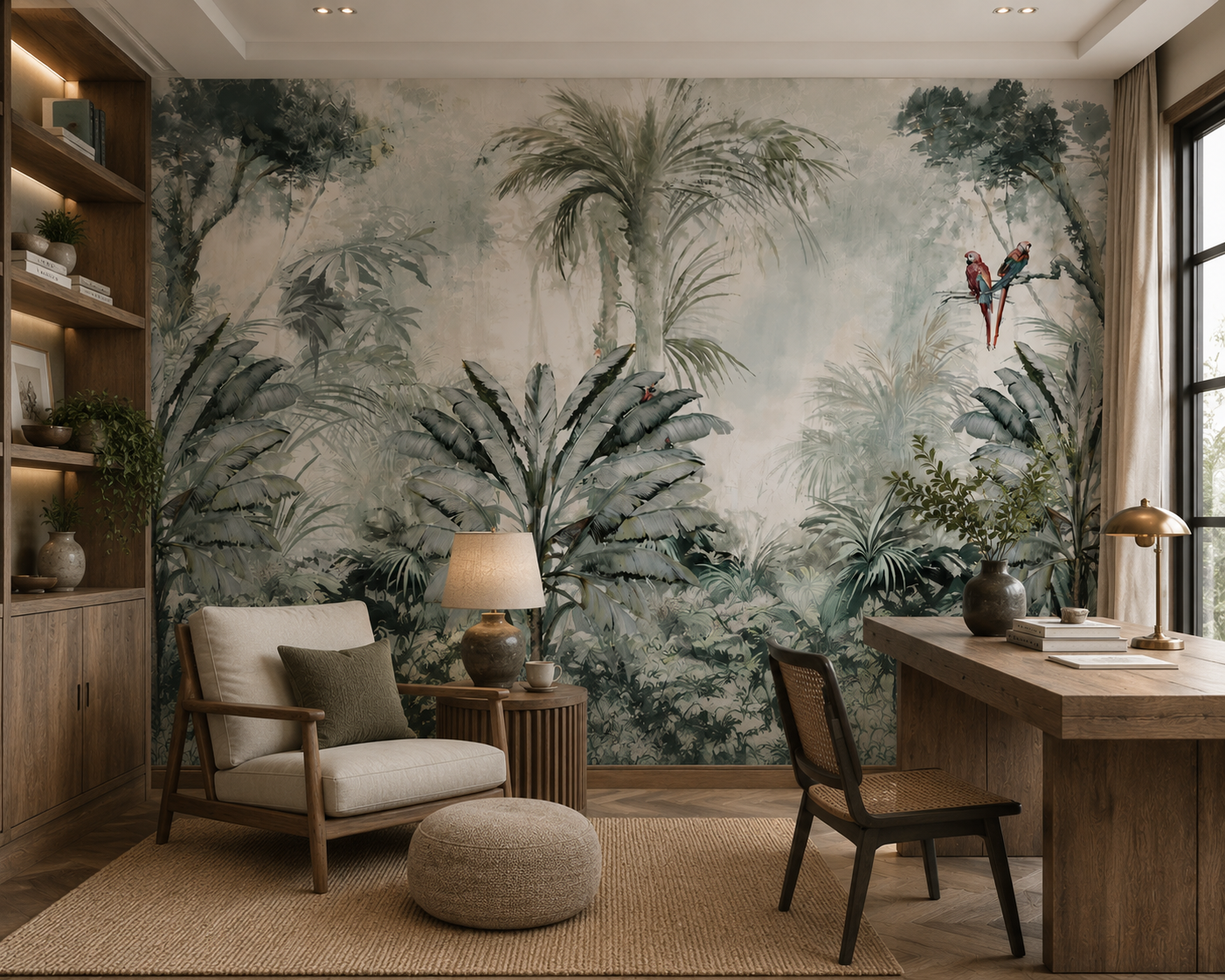 Tropical Jungle Parrots Wallpaper Murals