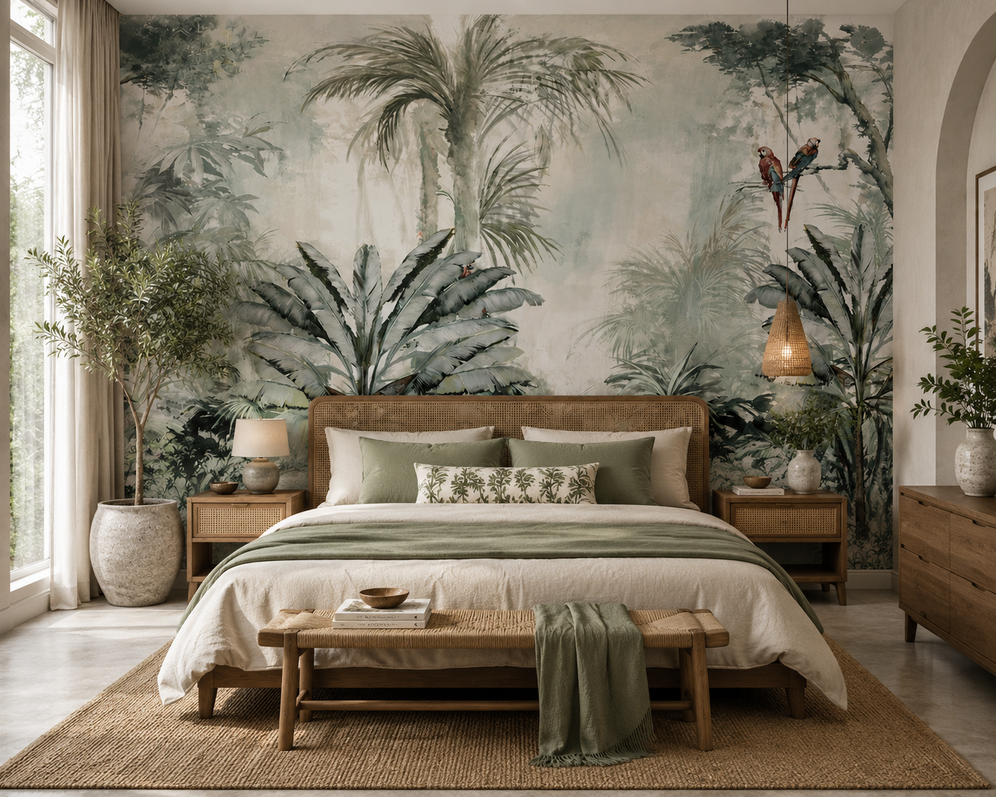 Tropical Jungle Parrots Wallpaper Murals