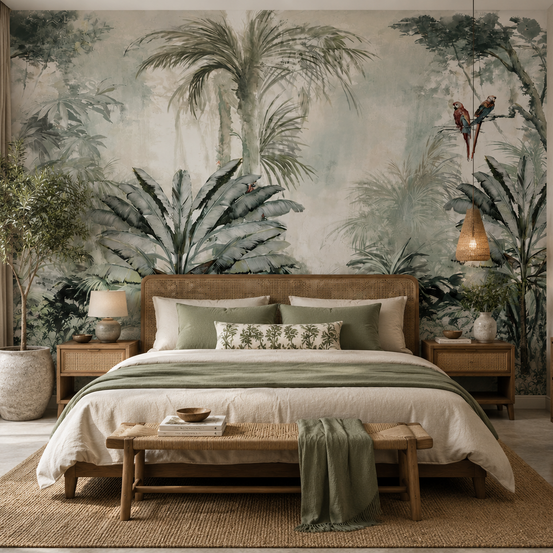 Tropical Jungle Parrots Wallpaper Murals A426