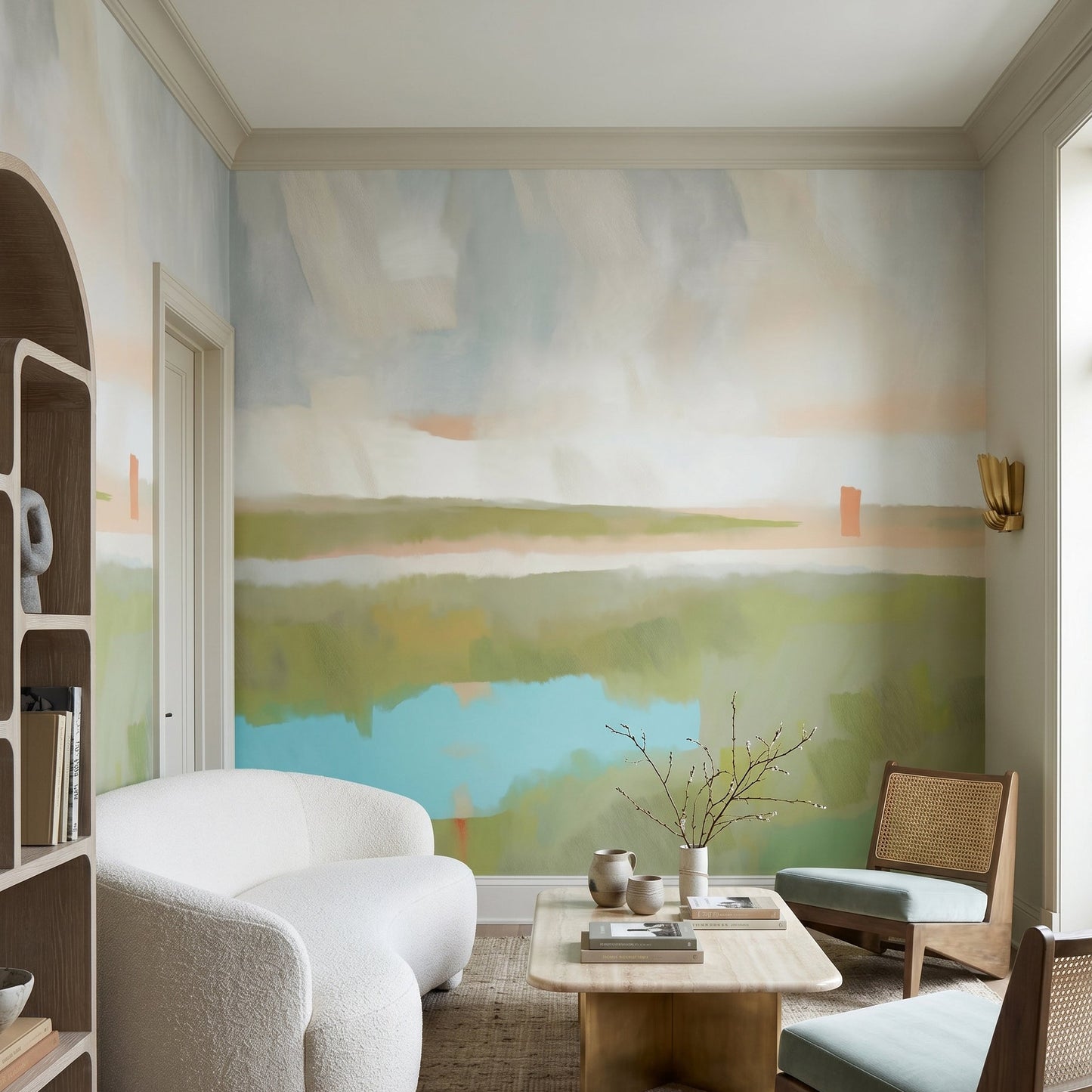 Contemporary Velvet Dawn Wall Mural art showing watercolour brush strokes., GD10390