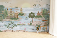 Ornate Golden Landscape Indian Wall Decor