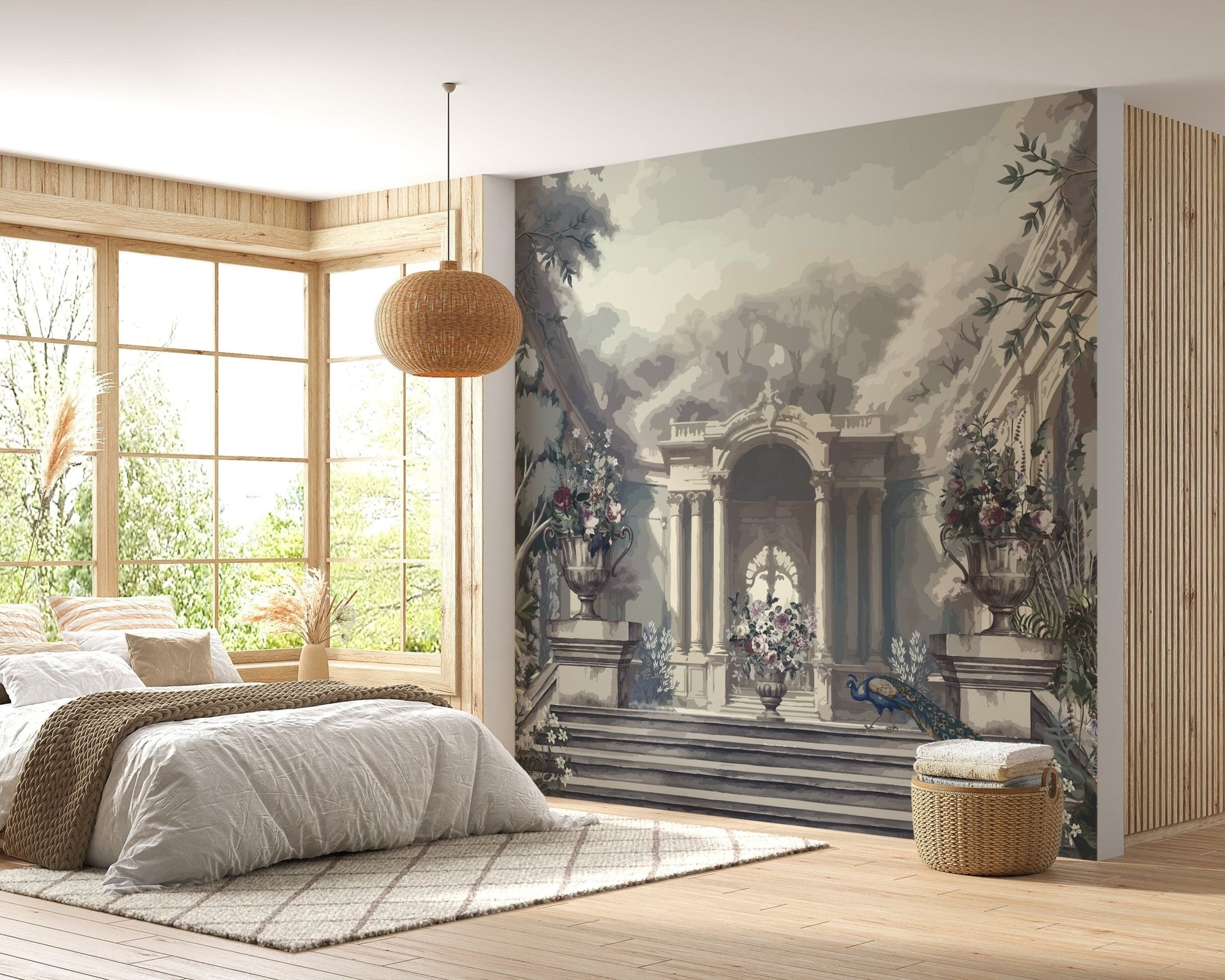 Dreamy skyline tropical trees wallpaper A374