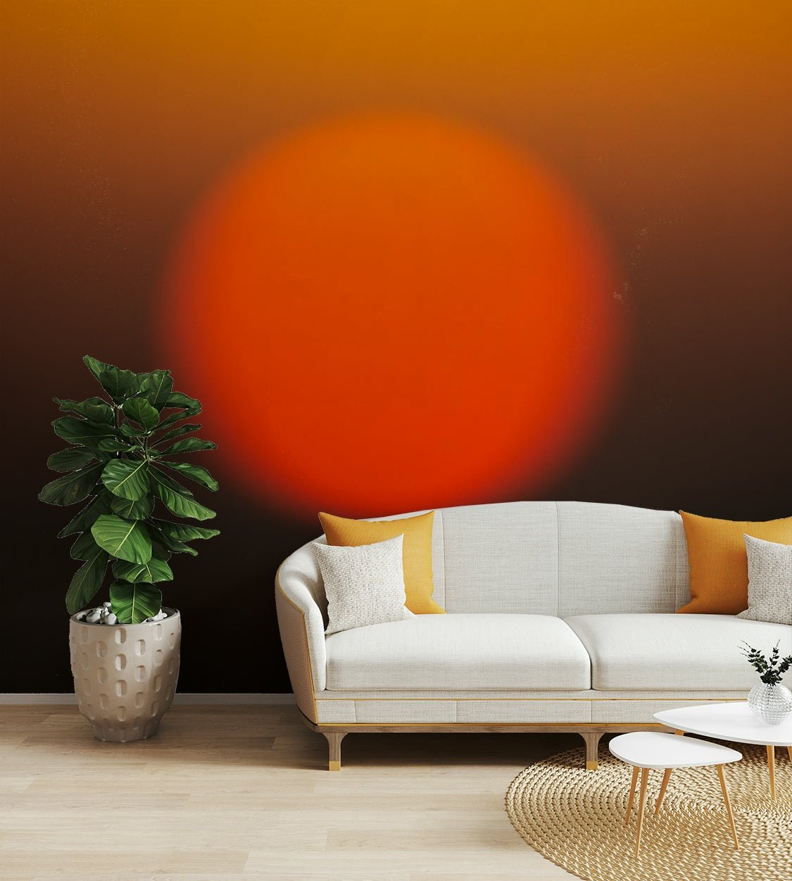 A beautiful modern sunset wall mural for a living room.

