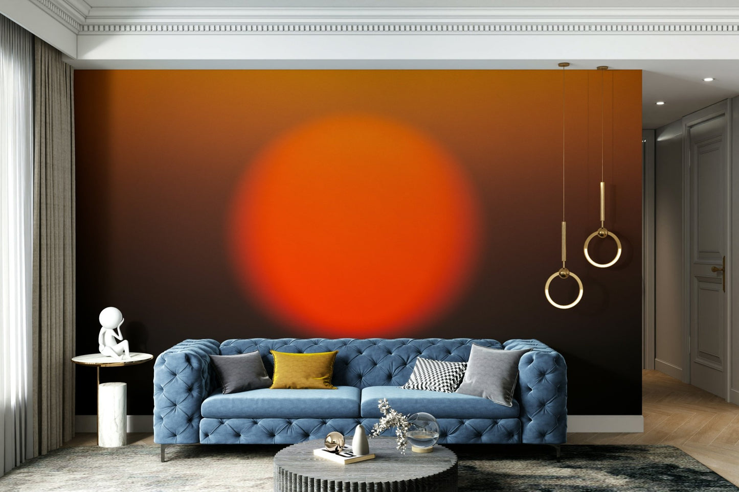 An artistic minimalist light mural for home decor.

