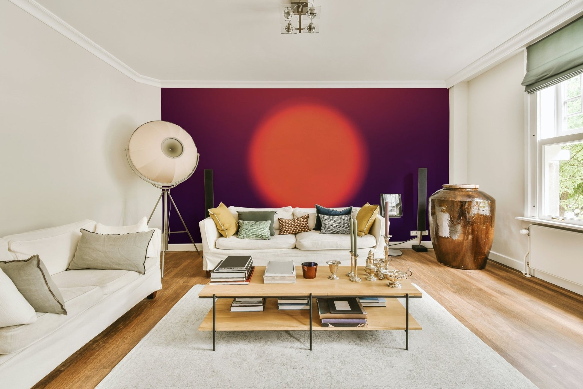 A soft, serene minimalist wallpaper mural design.

