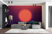 A calming abstract sphere mural in an orange gradient wallpaper.

