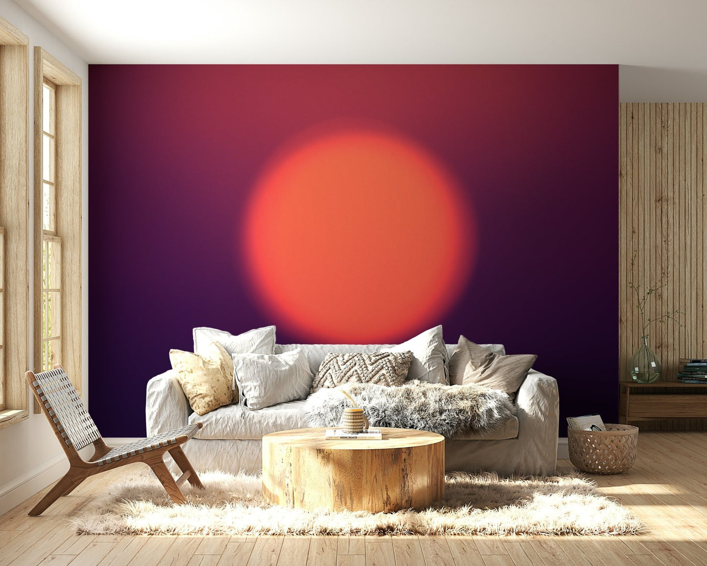 A high-quality art print wall mural of a blurred sun.


